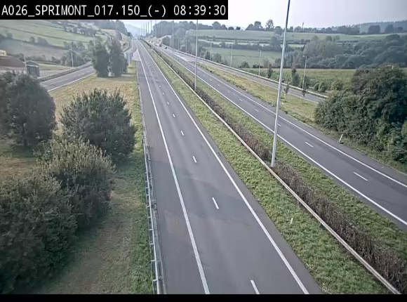 Webcam E25 (A26) à hauteur de Sprimont en direction de Liège et en provenance de Bastogne