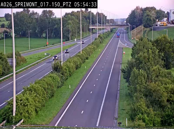 <h2>Webcam A26 (E25) à Sprimont, sur l'autoroute entre Liège et Arlon. Vue orientée vers le Luxembourg</h2>